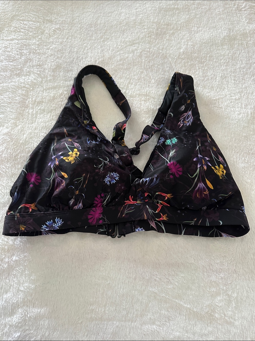 Title nine Black print bikini top Large B/C